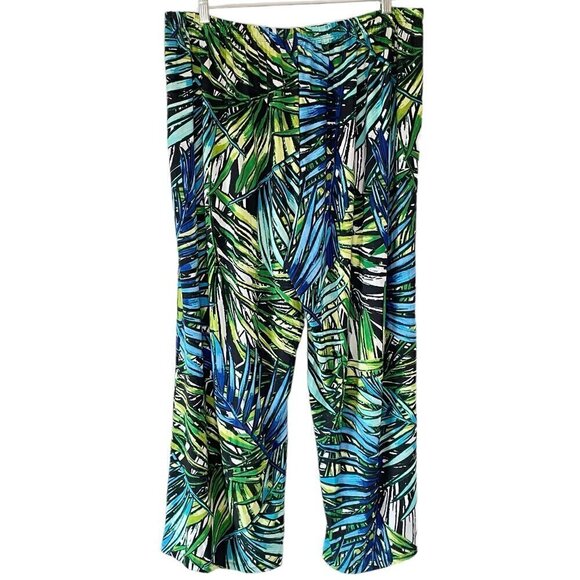 Melissa Paige Pull on Wide Leg Palazzo Pants Tropical Fern Print Size 3X - Picture 4 of 7